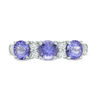 Thumbnail Image 2 of 5.0mm Tanzanite and Lab-Created White Sapphire Three Stone Ring in Sterling Silver