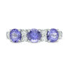 Thumbnail Image 3 of 5.0mm Tanzanite and Lab-Created White Sapphire Three Stone Ring in Sterling Silver
