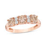Thumbnail Image 1 of 5.0mm Morganite and Lab-Created White Sapphire Three Stone Ring in 10K Rose Gold