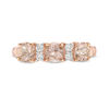Thumbnail Image 3 of 5.0mm Morganite and Lab-Created White Sapphire Three Stone Ring in 10K Rose Gold