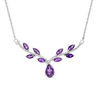 Thumbnail Image 0 of Amethyst and 1/10 CT. T.W. Diamond Chevron Vine Necklace in Sterling Silver