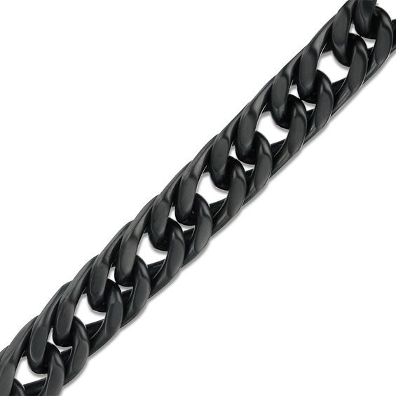 9.5mm Matte-Finish Curb Chain Bracelet in Stainless Steel with Black IP - 9.0"