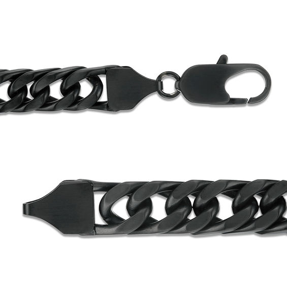 9.5mm Matte-Finish Curb Chain Bracelet in Stainless Steel with Black IP - 9.0"