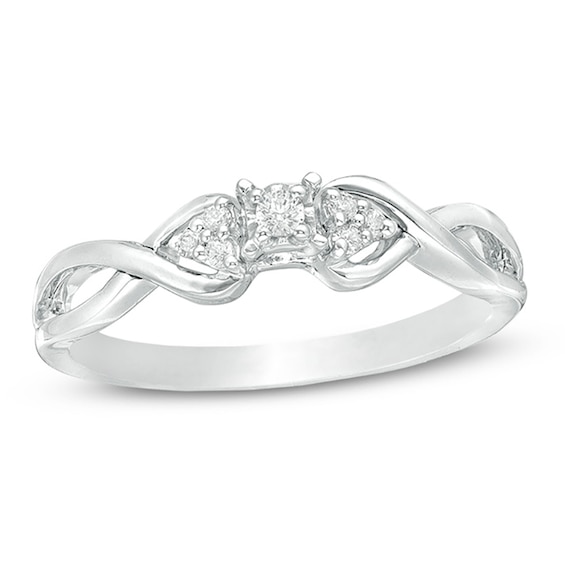 1/15 CT. T.w. Diamond Tri-Sides Infinity Shank Promise Ring in Sterling Silver