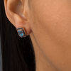 Thumbnail Image 1 of Emerald-Cut Blue Topaz and 1/4 CT. T.W. Black Diamond Frame Vintage-Style Stud Earrings in 10K Rose Gold