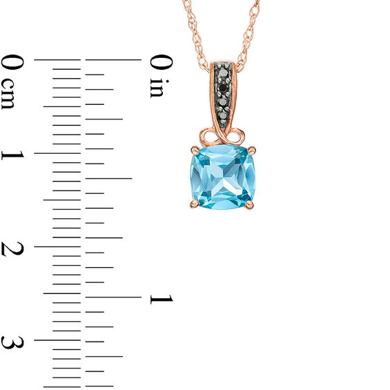 7.0mm Cushion-Cut Blue Topaz and 1/20 CT. T.W. Enhanced Black Diamond Infinity Pendant in 10K Rose Gold 7.0mm Cushion-Cut Blue Topaz and 1/20 CT. T.W. Enhanced Black Diamond Infinity Pendant in 10K Rose Gold