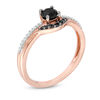 Thumbnail Image 1 of 4.0mm Black Spinel and 1/20 CT. T.W. Diamond Contour Ring in 10K Rose Gold