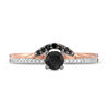 Thumbnail Image 2 of 4.0mm Black Spinel and 1/20 CT. T.W. Diamond Contour Ring in 10K Rose Gold