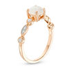 Thumbnail Image 2 of 6.0mm Lab-Created Opal and 1/10 CT. T.W. Diamond Vintage-Style Ring in 10K Rose Gold