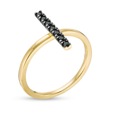 Black Spinel Stick Earrings Gold Vermeil Good Luck