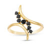 Thumbnail Image 0 of Black Spinel Cascading Bypass Ring in Sterling Silver with 14K Gold Plate