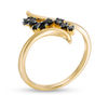 Black Spinel Cascading Bypass Ring in Sterling Silver with 14K Gold Plate