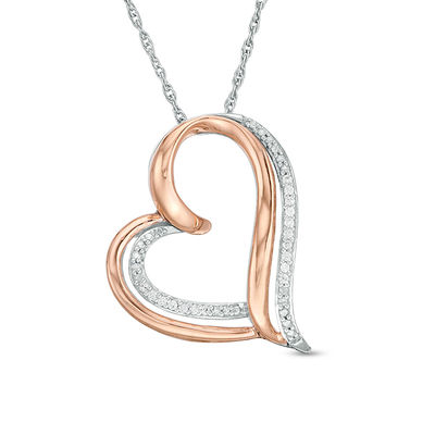 Zales Tilted Heart Pendant in 14K Gold