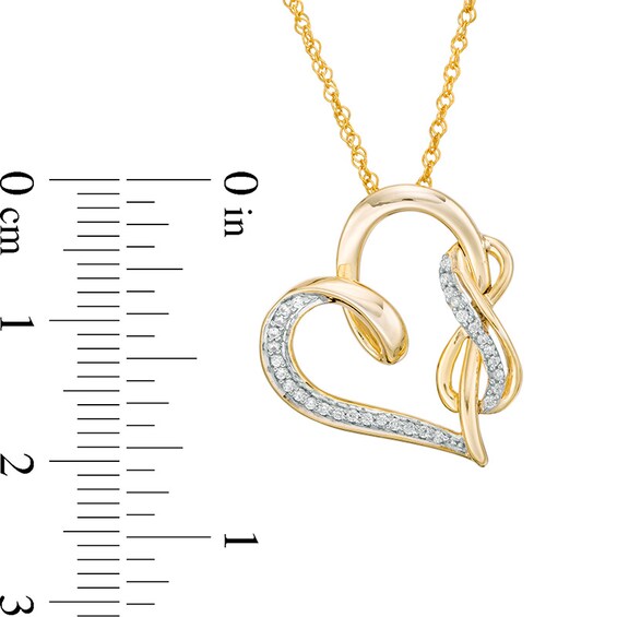 1/8 CT. T.w. Diamond Infinity and Swirl Heart Pendant in Sterling Silver with 14K Gold Plate