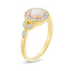 Thumbnail Image 3 of 5.5mm Lab-Created Opal and 1/8 CT. T.W. Diamond Frame Vintage-Style Ring in 10K Gold