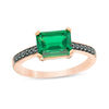 Thumbnail Image 0 of Emerald-Cut Lab-Created Emerald and 1/15 CT. T.W. Black Diamond Ring in 10K Rose Gold