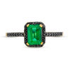 Thumbnail Image 3 of Emerald-Cut Lab-Created Emerald and 1/8 CT. T.W. Black Diamond Frame Ring in 10K Gold