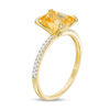 Emerald-Cut Citrine and 1/10 CT. T.W. Diamond Ring in 10K Gold
