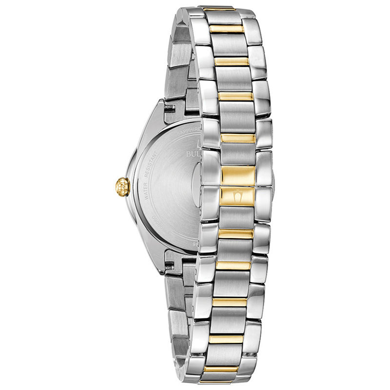 Ladies' Bulova Sutton Diamond Accent Two-Tone Watch with Mother-of-Pearl Dial (Model: 98P184)