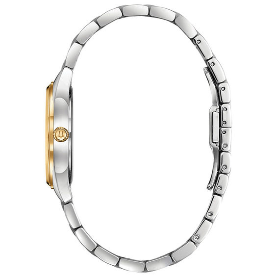 Ladies' Bulova Sutton Diamond Accent Two-Tone Watch with Mother-of-Pearl Dial (Model: 98P184)