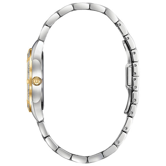 Ladies' Bulova Sutton 1/15 CT. T.w. Diamond Two-Tone Watch with Mother-of-Pearl (Model: 98R263)