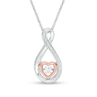 Glitzs Jewels Sterling Silver Simulated Diamond Accent Infinity Open Heart Necklace 18