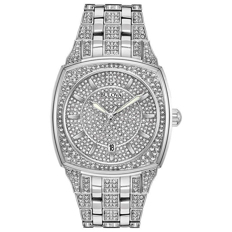 Main Image 1 of Men's Bulova Phantom Crystal Accent Watch with Square Silver-Tone Dial (Model: 96B296)