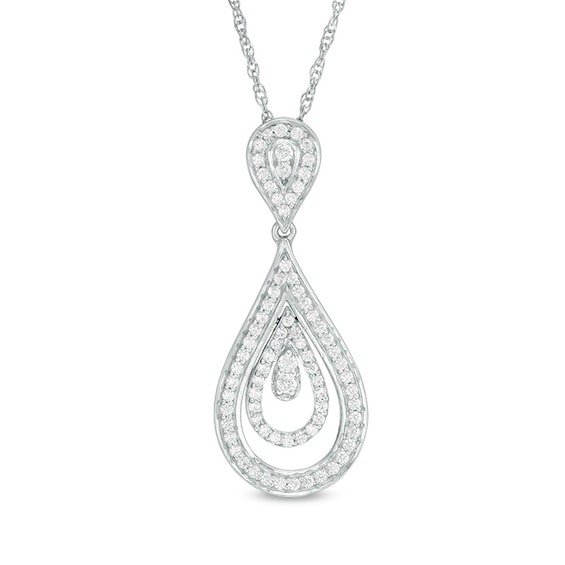 1/2 CT. T.w. Diamond Layered Teardrop Pendant in Sterling Silver