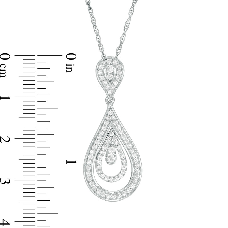 Main Image 3 of 1/2 CT. T.W. Diamond Layered Teardrop Pendant in Sterling Silver