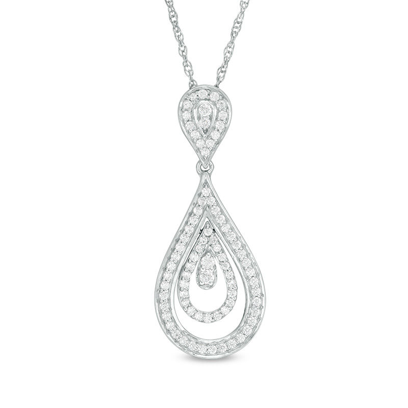 1/2 CT. T.W. Diamond Layered Teardrop Pendant in Sterling Silver