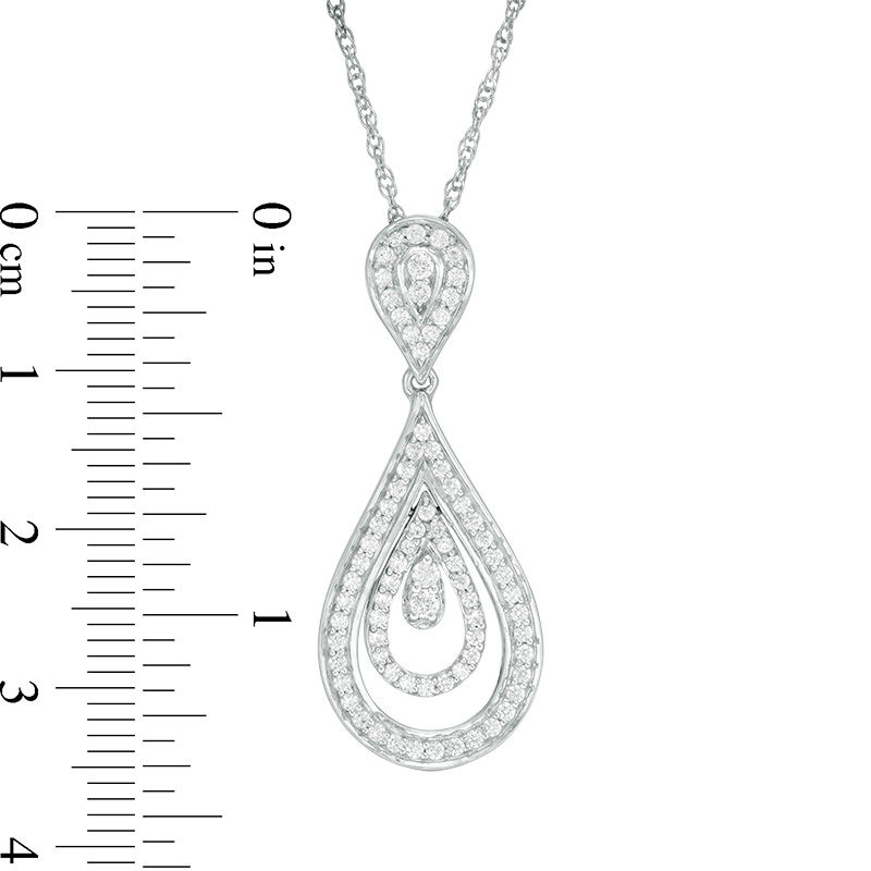 1/2 CT. T.W. Diamond Layered Teardrop Pendant in Sterling Silver