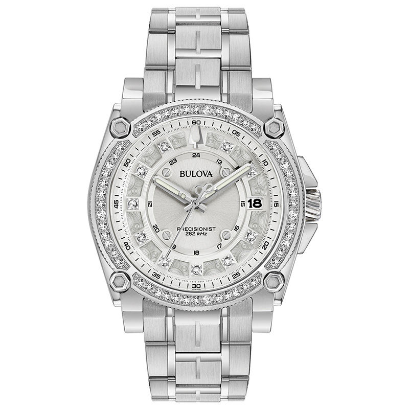 Main Image 1 of Ladies' Bulova Precisionist 3/4 CT. T.W. Diamond Watch with Silver-Tone Dial (Model: 96R226)