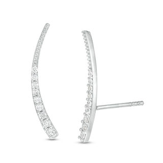1/5 CT. T.W. Diamond Tapered Curve Crawler Earrings in Sterling Silver