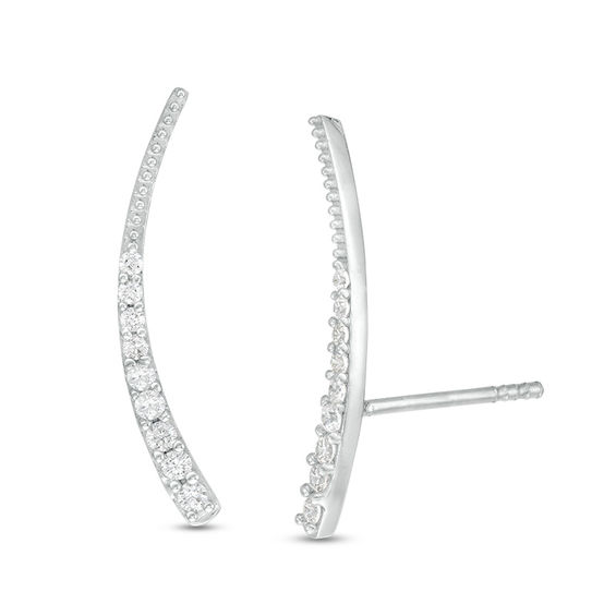 1/5 CT. T.w. Diamond Tapered Curve Crawler Earrings in Sterling Silver