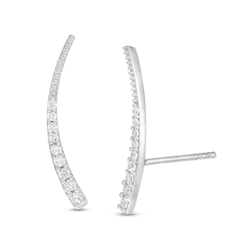 1/5 CT. T.W. Diamond Tapered Curve Crawler Earrings in Sterling Silver ...