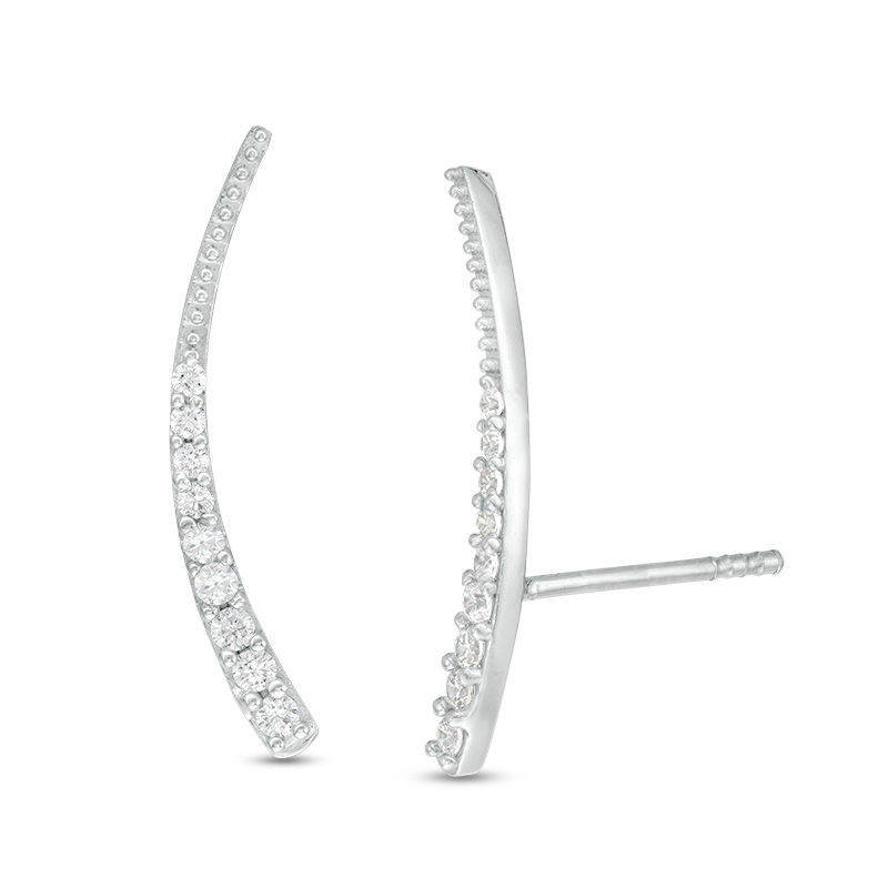 Main Image 1 of 1/5 CT. T.W. Diamond Tapered Curve Crawler Earrings in Sterling Silver