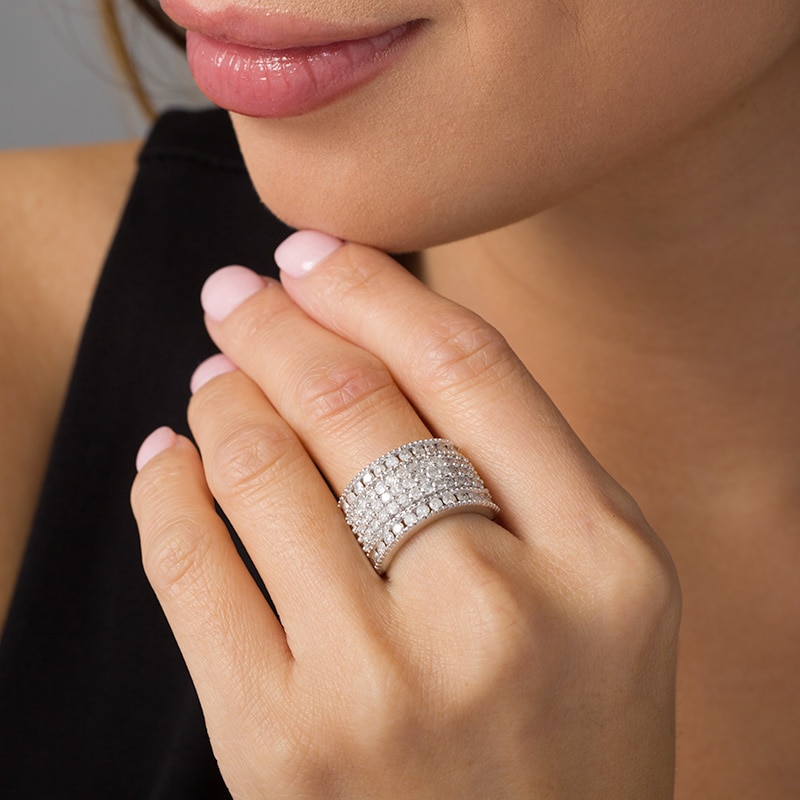 Main Image 2 of 2 CT. T.W. Diamond Multi-Row Vintage-Style Ring in 10K White Gold