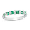 Thumbnail Image 0 of Princess-Cut Emerald and 1/20 CT. T.W. Diamond Alternating Vintage-Style Band in 10K White Gold