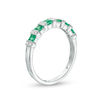 Thumbnail Image 2 of Princess-Cut Emerald and 1/20 CT. T.W. Diamond Alternating Vintage-Style Band in 10K White Gold