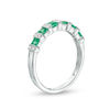 Thumbnail Image 3 of Princess-Cut Emerald and 1/20 CT. T.W. Diamond Alternating Vintage-Style Band in 10K White Gold