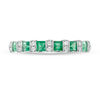 Thumbnail Image 3 of Princess-Cut Emerald and 1/20 CT. T.W. Diamond Alternating Vintage-Style Band in 10K White Gold