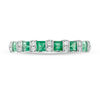 Thumbnail Image 4 of Princess-Cut Emerald and 1/20 CT. T.W. Diamond Alternating Vintage-Style Band in 10K White Gold