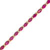 Thumbnail Image 0 of Oval Lab-Created Ruby and White Sapphire Bracelet in Sterling Silver with 14K Gold Plate