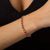 Thumbnail Image 1 of Oval Lab-Created Ruby and White Sapphire Bracelet in Sterling Silver with 14K Gold Plate