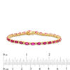 Thumbnail Image 3 of Oval Lab-Created Ruby and White Sapphire Bracelet in Sterling Silver with 14K Gold Plate