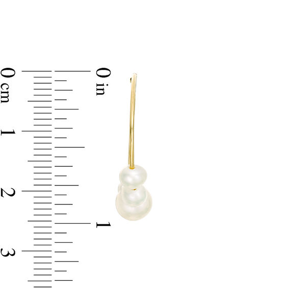 4.0-6.5mm Freshwater Cultured Pearl Five Stone Hoop Earrings in 10K Gold
