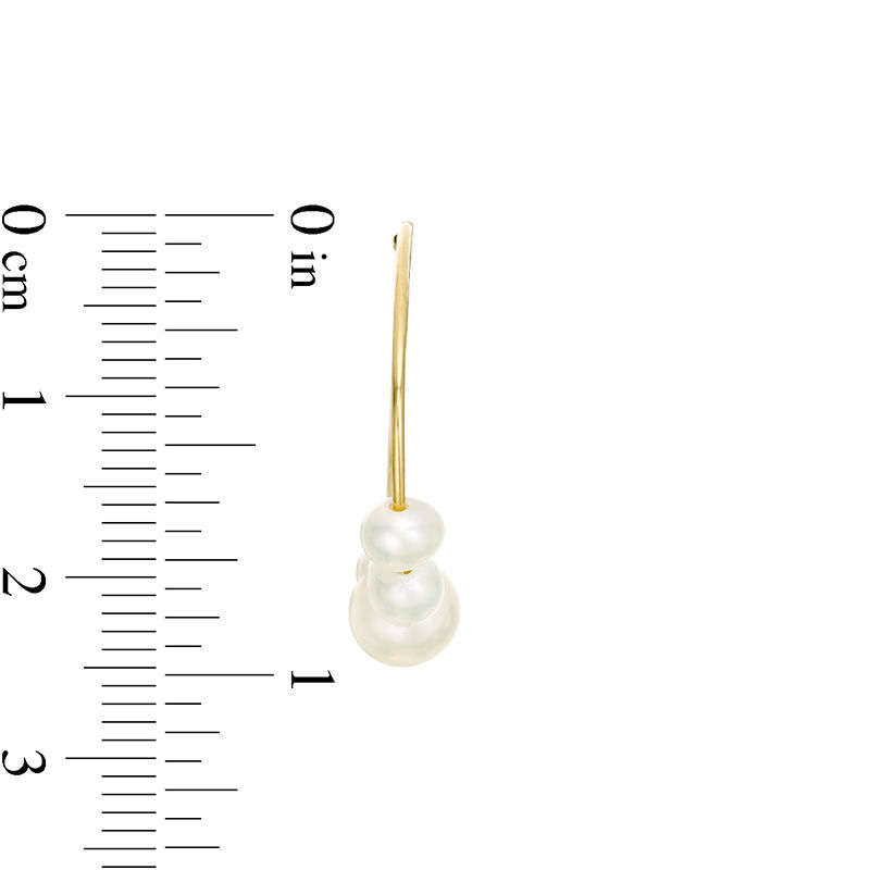 Main Image 3 of 4.0-6.5mm Freshwater Cultured Pearl Five Stone Hoop Earrings in 10K Gold