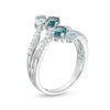 Thumbnail Image 3 of Oval London and Sky Blue Topaz and Lab-Created White Sapphire Duo Bypass Ring in Sterling Silver