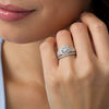 Thumbnail Image 2 of 6.5mm Lab-Created White Sapphire Cushion Frame Triple Row Bridal Set in Sterling Silver