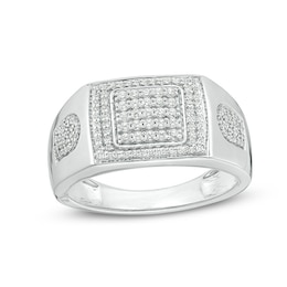 1/2 CT. T.W. Composite Diamond Square Frame Ring in Sterling Silver
